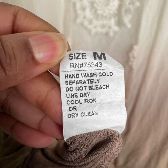 Giulia Womens 100% Italian Silk Blouse M Brown Ombre Embroidered Bubble Hem - Picture 3 of 8